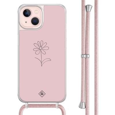 iPhone 13 hoesje met rosegoud koord - Madeliefje