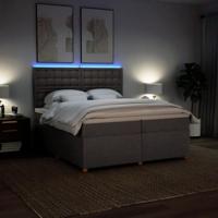 Boxspring met matras stof taupe 200x200 cm - thumbnail