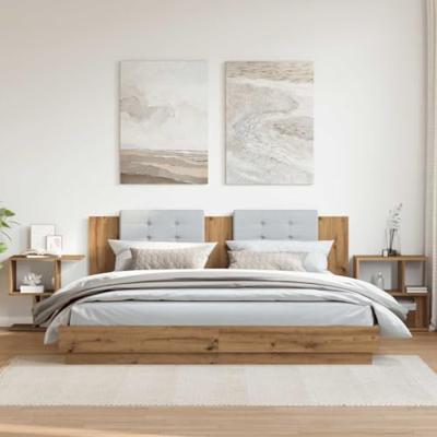 Nachtkastjes 2 st 50x30x51,5 cm bewerkt hout artisanaal eiken