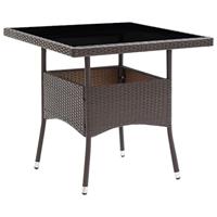 3-delige Tuinset poly rattan en gehard glas bruin - thumbnail