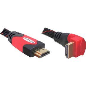 Delock 82688 HDMI-kabel HDMI Aansluitkabel HDMI-A-stekker 5 m Zwart, Rood Rond, 4K UHD, Vergulde steekcontacten, Verdraaid