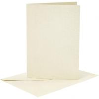 Creativ Company Kaarten en enveloppen, afmeting kaart 10,5x15 cm, afmeting envelop 11,5x16,5 cm, parelmoer, 120+210 gr, off-white, 4 set/ 1 doos - thumbnail