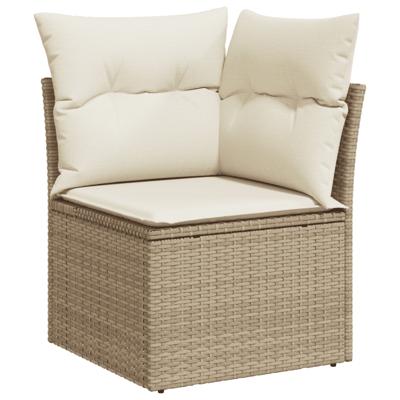 5-delige Loungeset met kussens poly rattan beige - thumbnail
