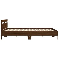Bedframe met hoofdeinde bewerkt hout bruineikenkleur 200x200 cm - thumbnail