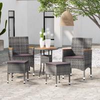 5-delige Loungeset poly rattan grijs - thumbnail