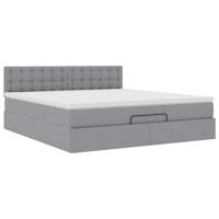 Ottoman bed met matras en LED's 90x190cm stof lichtgrijs - thumbnail
