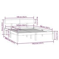 Bedframe massief grenenhout zwart 140x200 cm - thumbnail