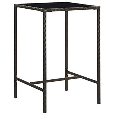 VidaXL Tuinbartafel 70x70x110 cm poly rattan en glas bruin VidaXL Tuinbartafel 70x70x110 cm poly rattan en glas bruin
