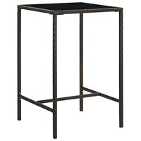 VidaXL Tuinbartafel 70x70x110 cm poly rattan en glas bruin - thumbnail