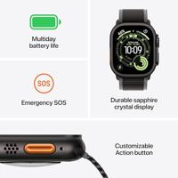 Apple Watch Ultra 3 GPS + Cellular - 49 mm - Zwarte titanium kast - Zwarte titanium Milanese Loop-band - Groot - thumbnail
