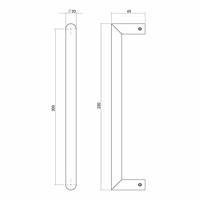 Intersteel Deurgreep per stuk recht-90° 220x65x20 HoH 200mm - RVS - thumbnail