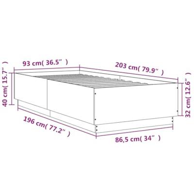 Bedframe met LED-verlichting bewerkt hout zwart 90x200 cm