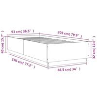 Bedframe met LED-verlichting bewerkt hout zwart 90x200 cm - thumbnail