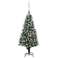VidaXL Kunstkerstboom met led en kerstballen en dennenappels 180 cm - thumbnail