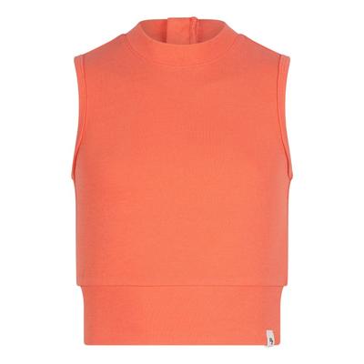 Cropped Singlet Rib Zip Bright Coral