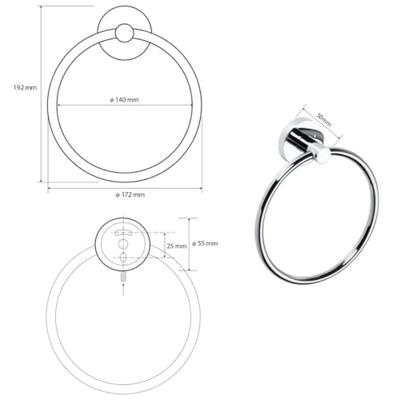 Handdoekhouder Sapho X-Round Rond 16x19 cm Chroom