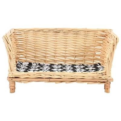 VidaXL Hondenmand met kussen 50x33x30 cm natuurlijk wilgen VidaXL Hondenmand met kussen 50x33x30 cm natuurlijk wilgen