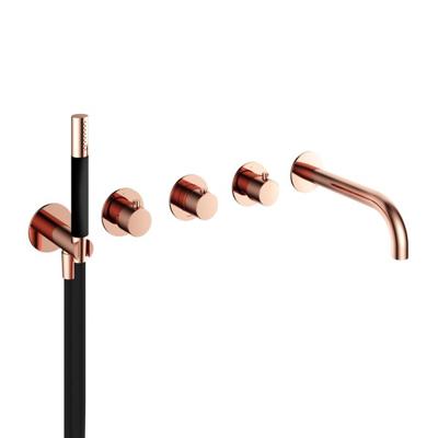 Hotbath Cobber Afbouwdeel Bad Thermostaat 2 stopkranen met uitloop Rosé Goud CB7072