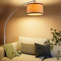 Booglamp, retro lamp, vloerlamp, Edelstaal, gebogen vloerlamp met lampenkap , verstelbaar - thumbnail