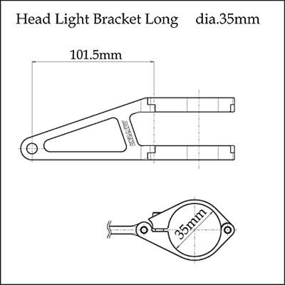 DAYTONA Koplamphouder bracket alu long 35mm sw