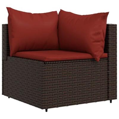 Tuinhoekbanken met kussens 2 st poly rattan bruin - thumbnail