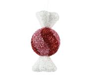 Kersthanger snoep foam rond rood/wit 20 cm - thumbnail