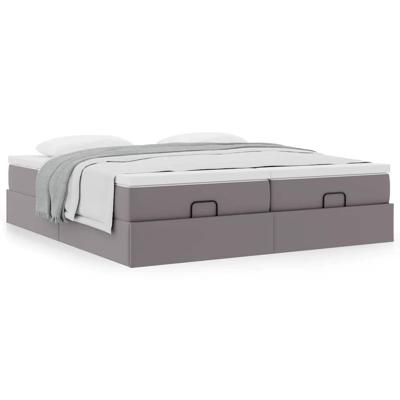 Ottoman bed met matrassen 180x200cm kunstleer grijs