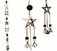 Bellenkoord met Rudraksha en Pentagram symbolen - 50 - Messing - Zaad - Katoen (2 stuks) - M - thumbnail