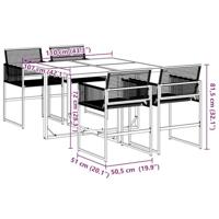 5-delige Tuinset poly rattan zwart - thumbnail