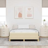 Boxspring bed Crème, Bruin 160 x 200 cm Stof, Engineered Hout - thumbnail