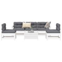 6-delige Loungeset massief grenenhout wit - thumbnail