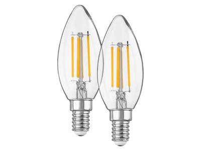 LIVARNO home 2 LED-lampen (Kaars E14 4,2 W 2 stuks)