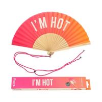 Houten waaier I&apos;m Hot - Roze oranje - thumbnail