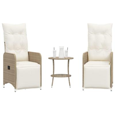 Tuinstoelen 2 st verstelbaar met tafel poly rattan beige Tuinstoelen 2 st verstelbaar met tafel poly rattan beige