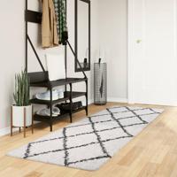 VidaXL Vloerkleed shaggy hoogpolig modern 80x250 cm crème en zwart - thumbnail