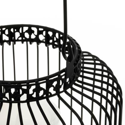 LED Lantaarn basket met LED kaars voor binnen en buiten - Draadloos op batterijen - Zwart