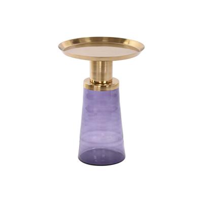 Bijzettafel DKD Home Decor 37 x 37 x 50 cm Kristal Blauw Gouden Ijzer