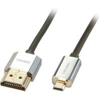 LINDY 41680 HDMI-kabel HDMI Aansluitkabel HDMI-A-stekker, HDMI-micro-D-stekker 0.50 m Grijs 4K UHD, OFC-kabel, Rond, Afgeschermd (dubbel), Extreem dun, - thumbnail
