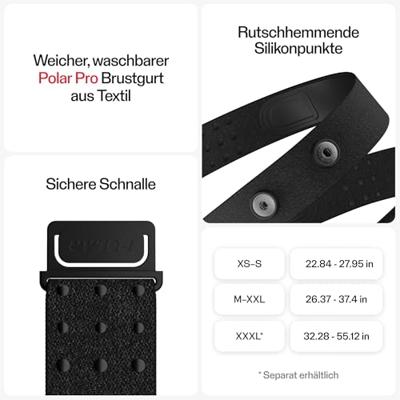 Polar H10 Black M - XXL Hartslagsensor Maat: M Zwart
