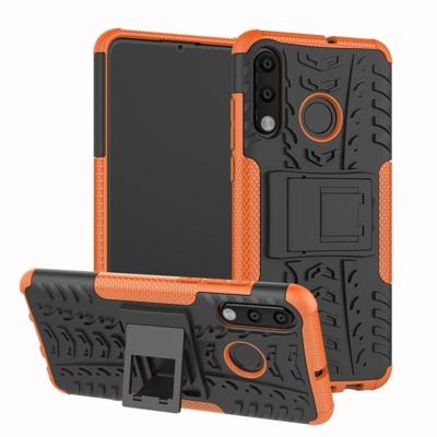 Band textuur TPU + PC schokbestendig telefoon geval voor Huawei P30 Lite/Nova 4e met houder (Orange)