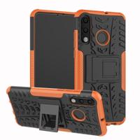 Band textuur TPU + PC schokbestendig telefoon geval voor Huawei P30 Lite/Nova 4e met houder (Orange) - thumbnail