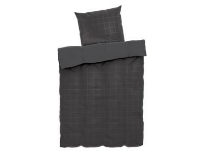 LIVARNO home Satijnen dekbedovertrek 140 x 200 cm (Antraciet/geruit)