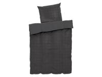 LIVARNO home Satijnen dekbedovertrek 140 x 200 cm (Antraciet/geruit) - thumbnail