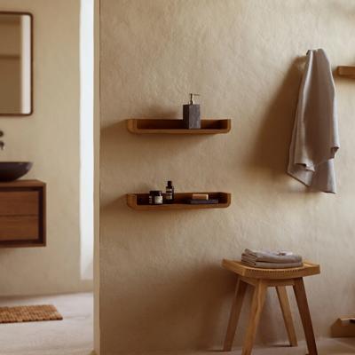 Kave Home Wandplank 'Shamel' Teakhout, Set van 2 stuks, kleur Walnoot