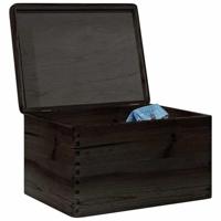 VidaXL Houten kist met deksel 40x30x23 cm massief grenenhout zwart - thumbnail