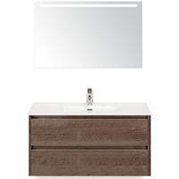 Dante Badmeubelset 100 cm - Tabacco - Keramische Wastafel Wit Cover met Sence Spiegel - thumbnail