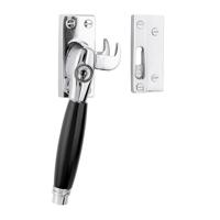 De Oude Deurklink Klassieke raamsluiting glanzend nikkel met slot en ventilatiestand links - thumbnail