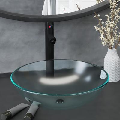 VidaXL Wastafel met kraan en pop-up afvoer mat gehard glas VidaXL Wastafel met kraan en pop-up afvoer mat gehard glas