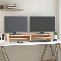VidaXL Monitorstandaard 100x24x16 cm massief grenenhout - thumbnail