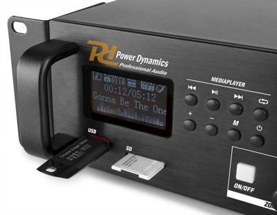 Power Dynamics PDV240MP3 100V zoneversterker, mixer & mediaspeler 240W